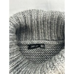 Zara Gray Chunky Knit Turtleneck Pullover Sweater Women's Long Sleeve Size M